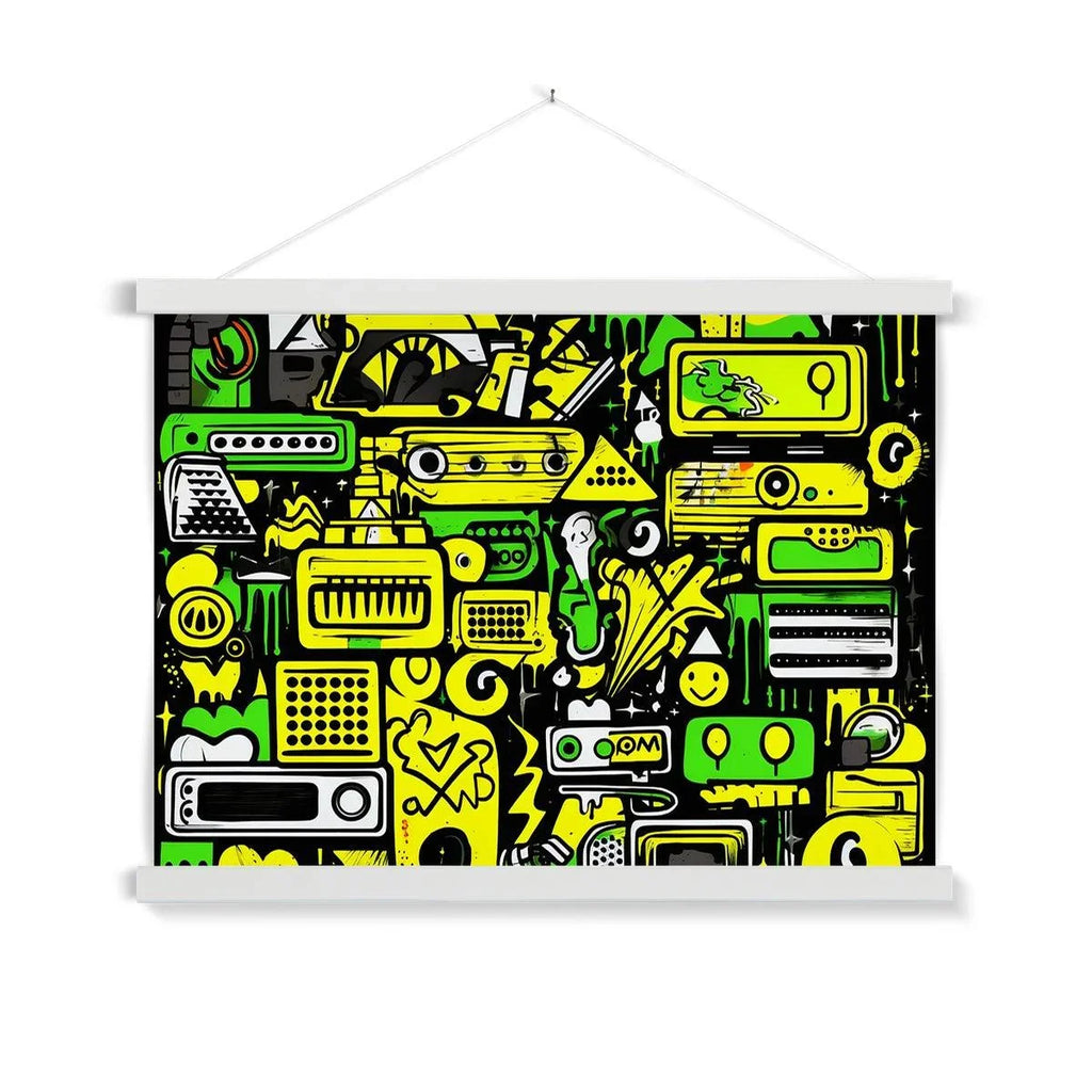 Graffiti Green and Yellow Abstract: A Dive into Vibrant Urban Art Fine Art Print with Hanger - D'Sare 
