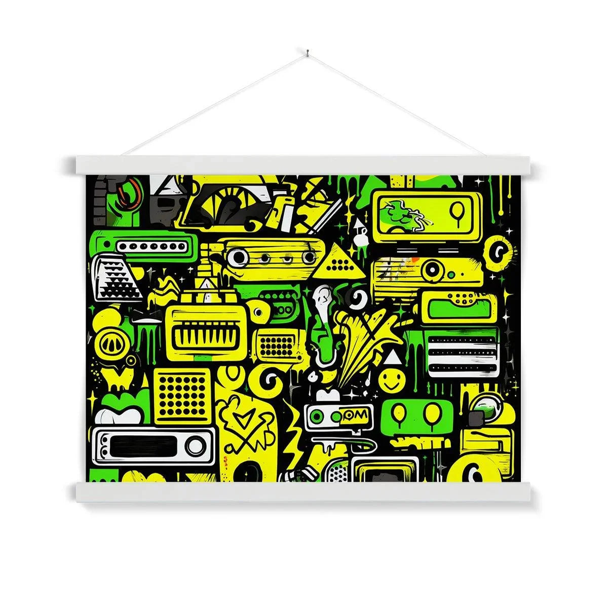 Graffiti Green and Yellow Abstract: A Dive into Vibrant Urban Art Fine Art Print with Hanger - D'Sare 