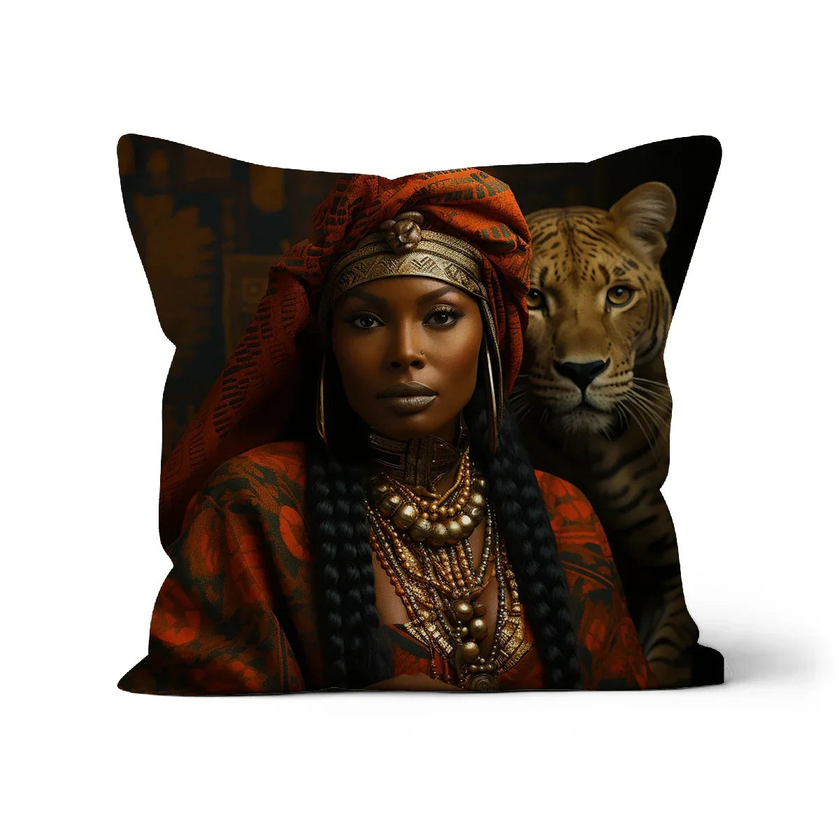 Empress Ebony Leopard Luxe MelanatedME Cushion - D'Sare