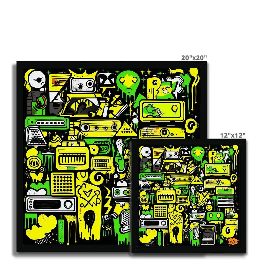 Graffiti Green and Yellow Abstract: A Dive into Vibrant Urban Art Budget Framed Poster - D'Sare 