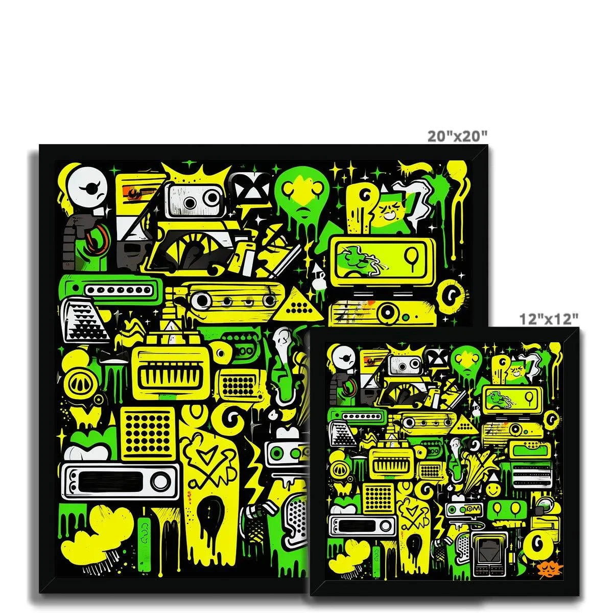 Graffiti Green and Yellow Abstract: A Dive into Vibrant Urban Art Budget Framed Poster - D'Sare 