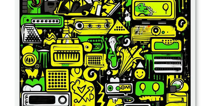 Graffiti Green and Yellow Abstract: A Dive into Vibrant Urban Art Framed Photo Tile by Prodigi