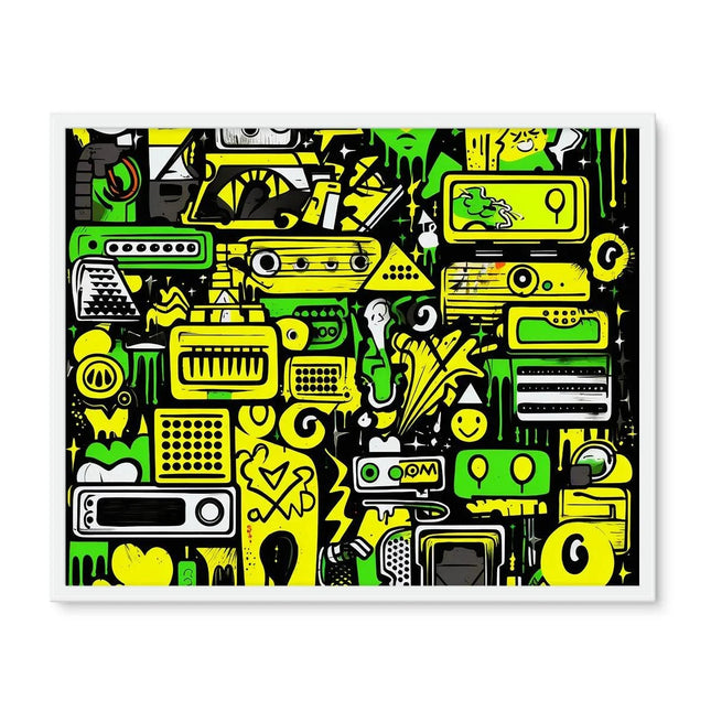 Graffiti Green and Yellow Abstract: A Dive into Vibrant Urban Art Framed Photo Tile by Prodigi