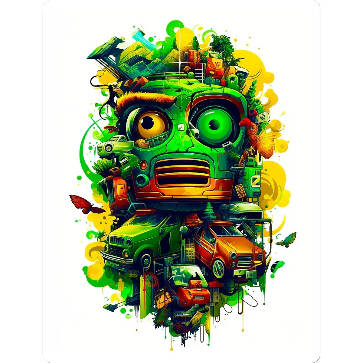 Graffiti Odyssey Surreal Urban Jungle Car Junk Yard Sticker - D'Sare