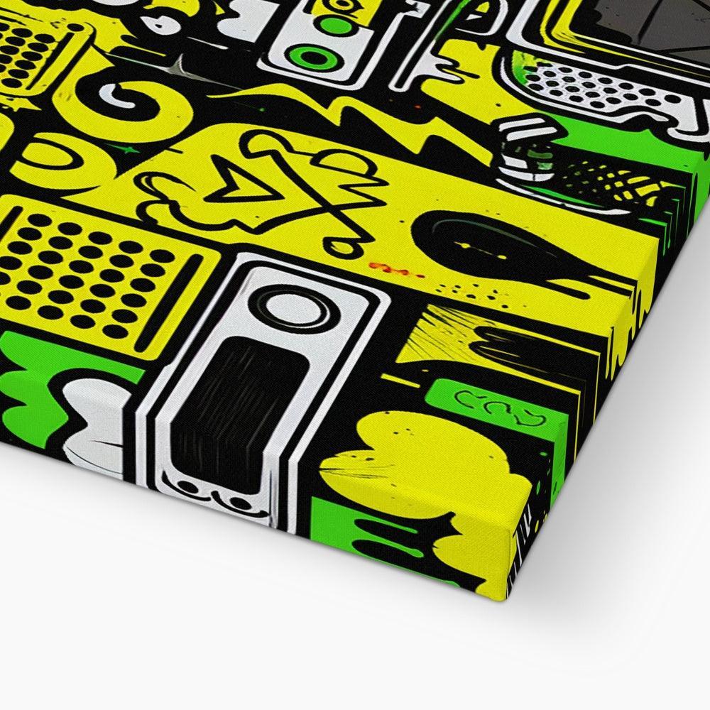 Graffiti Green and Yellow Abstract: A Dive into Vibrant Urban Art Eco Canvas - D'Sare 