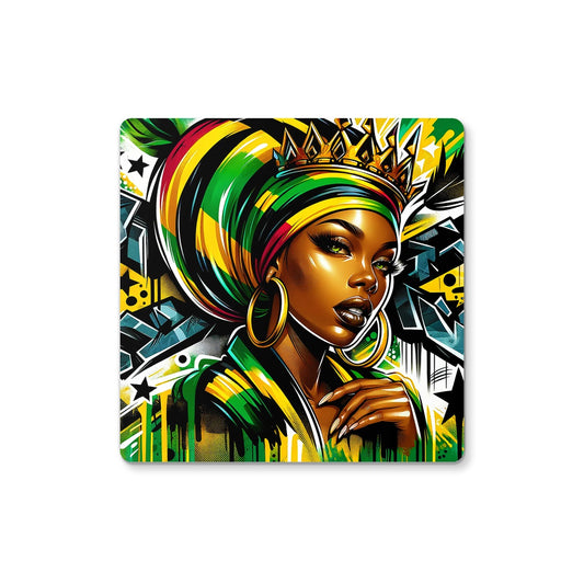 Gift For Her Rasta Queen Street Black Women Gift Coaster