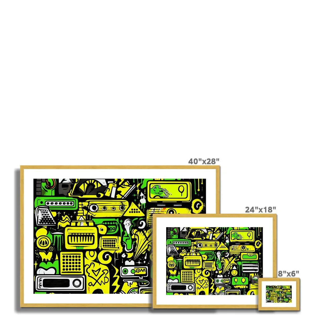 Graffiti Green and Yellow Abstract: A Dive into Vibrant Urban Art Antique Framed & Mounted Print - D'Sare 