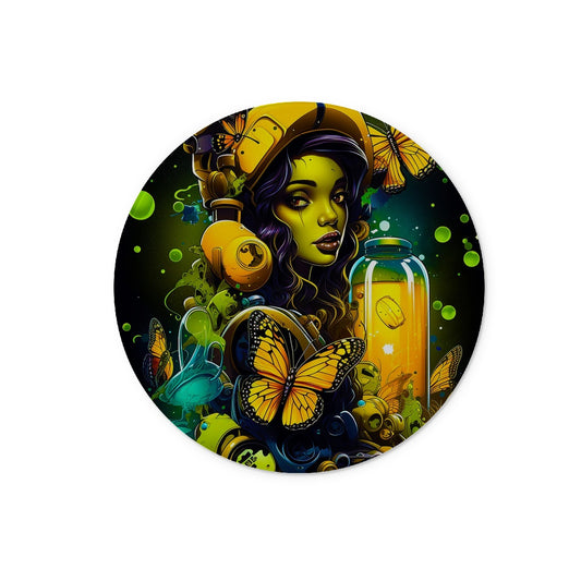 Bioluminescent Dreams | Monarch Butterfly Alchemist | Vibrant Fantasy  Glass Chopping Board