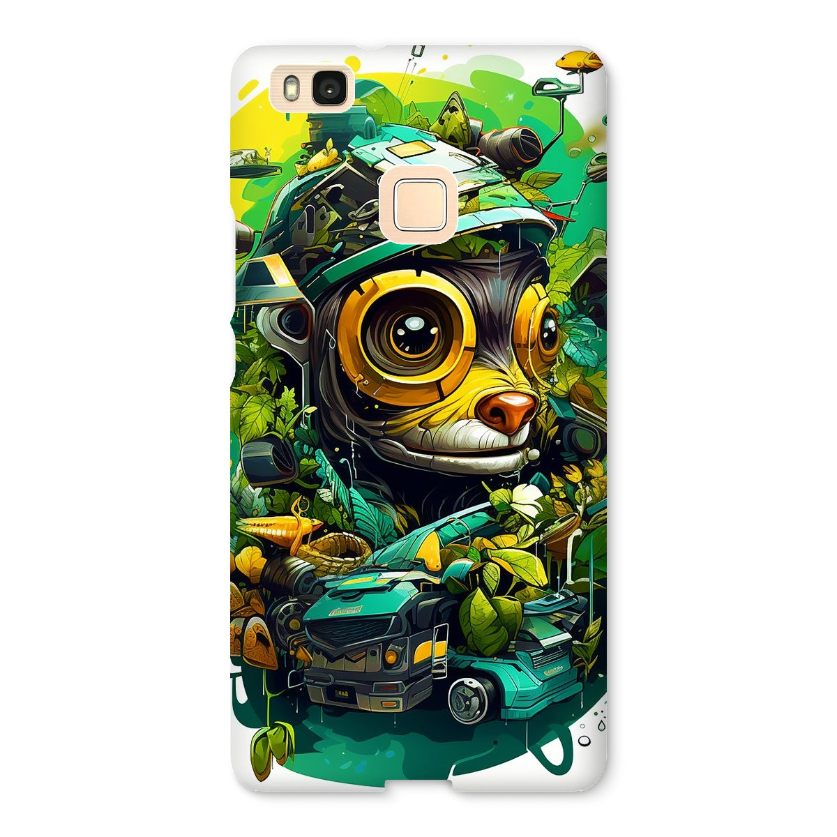 Nature's Resilience: Surreal Auto-Forest Artwork - Whimsical Raccoon and Greenery Infused Car  Snap Phone Case - D'Sare