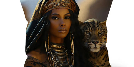 Blue Empress and The Majestic Leopard Cushion - D'Sare