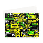 Graffiti Green and Yellow Abstract: A Dive into Vibrant Urban Art Greeting Card - D'Sare 