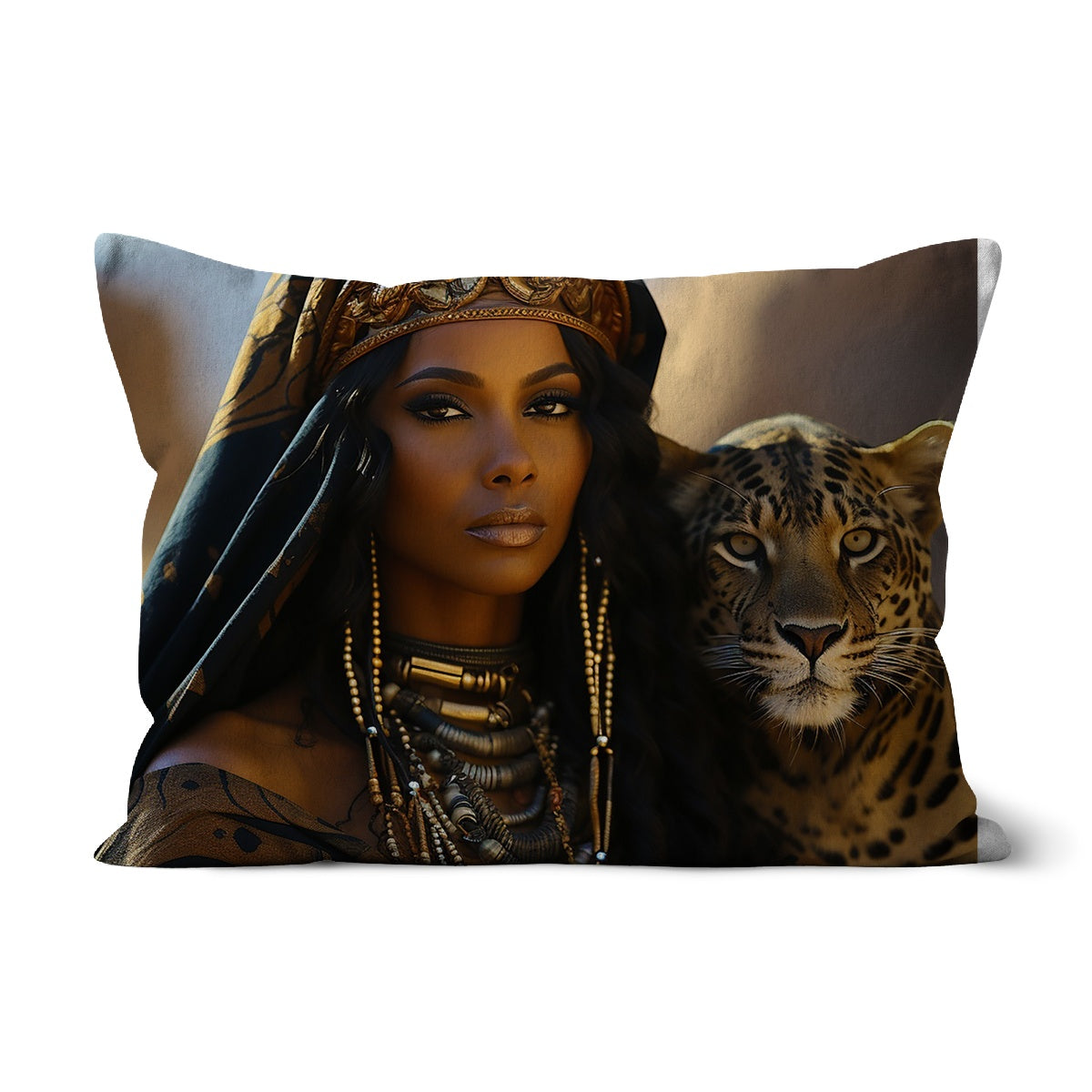 Blue Empress and The Majestic Leopard Cushion