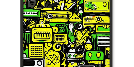 Graffiti Green and Yellow Abstract: A Dive into Vibrant Urban Art Framed Photo Tile by Prodigi
