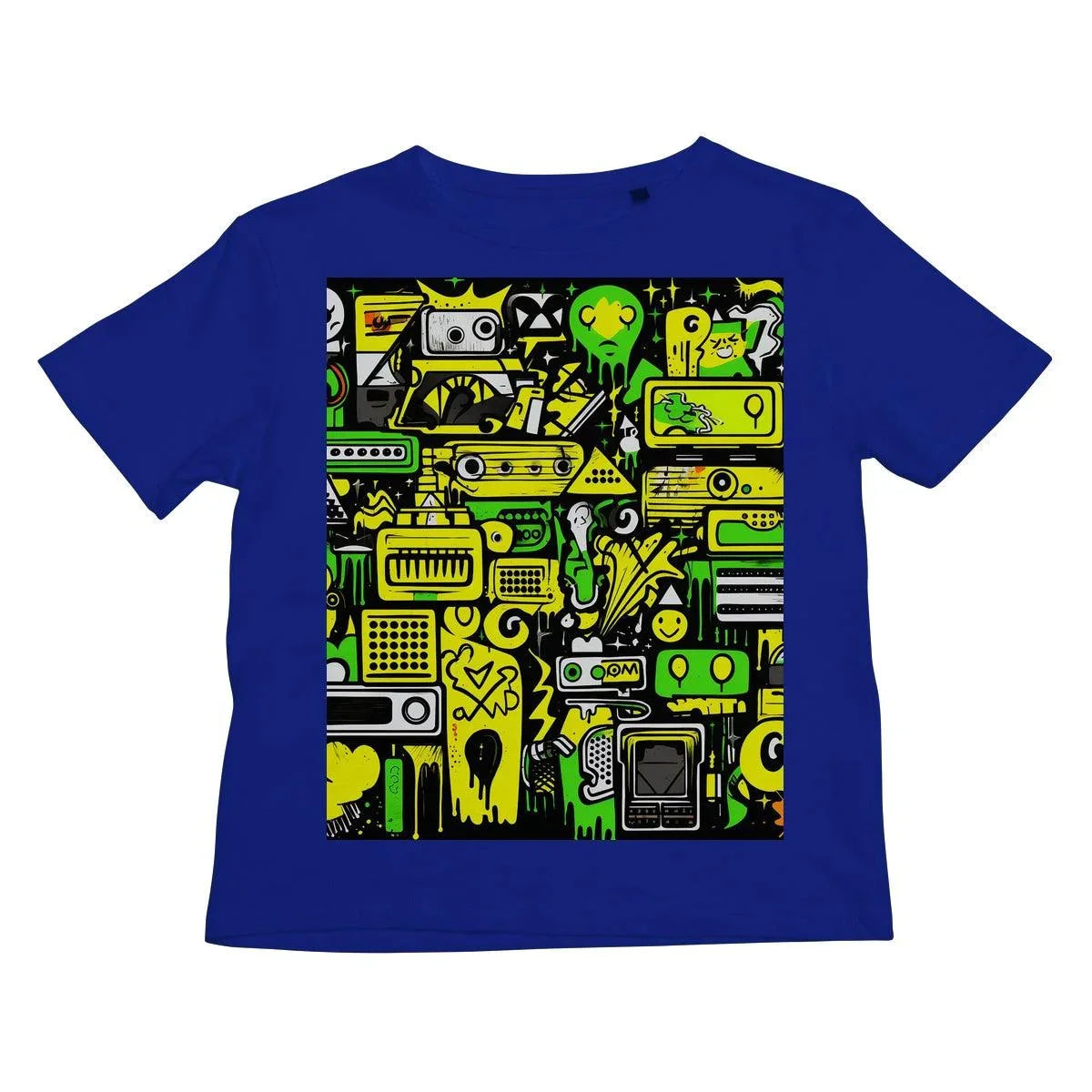 Graffiti Green and Yellow Abstract: A Dive into Vibrant Urban Art Kids T-Shirt - D'Sare 