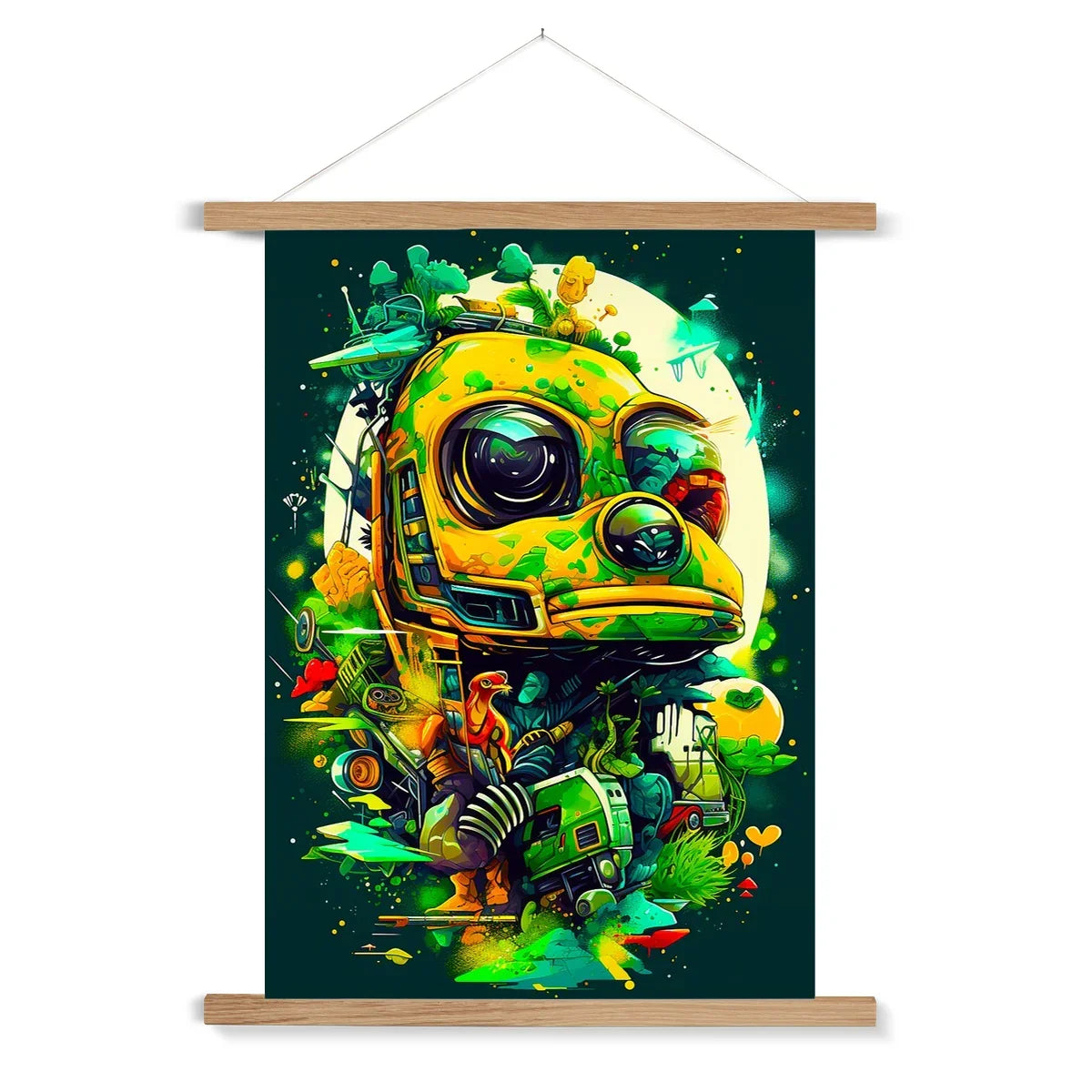 Mechanical Muse: Vibrant Graffiti Odyssey in Surreal Auto Wonderland Fine Art Print with Hanger - D'Sare