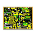 Graffiti Green and Yellow Abstract: A Dive into Vibrant Urban Art Antique Framed Print by Prodigi