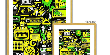 Graffiti Green and Yellow Abstract: A Dive into Vibrant Urban Art Antique Framed & Mounted Print by Prodigi
