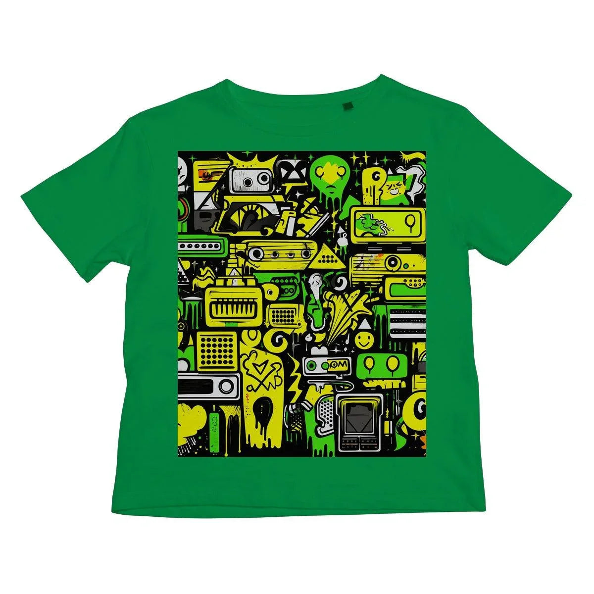 Graffiti Green and Yellow Abstract: A Dive into Vibrant Urban Art Kids T-Shirt - D'Sare 