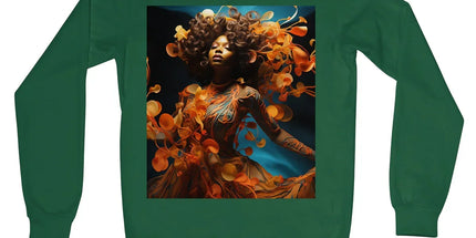 Orange Flower Goddess Blue Crew Neck Sweatshirt by Prodigi