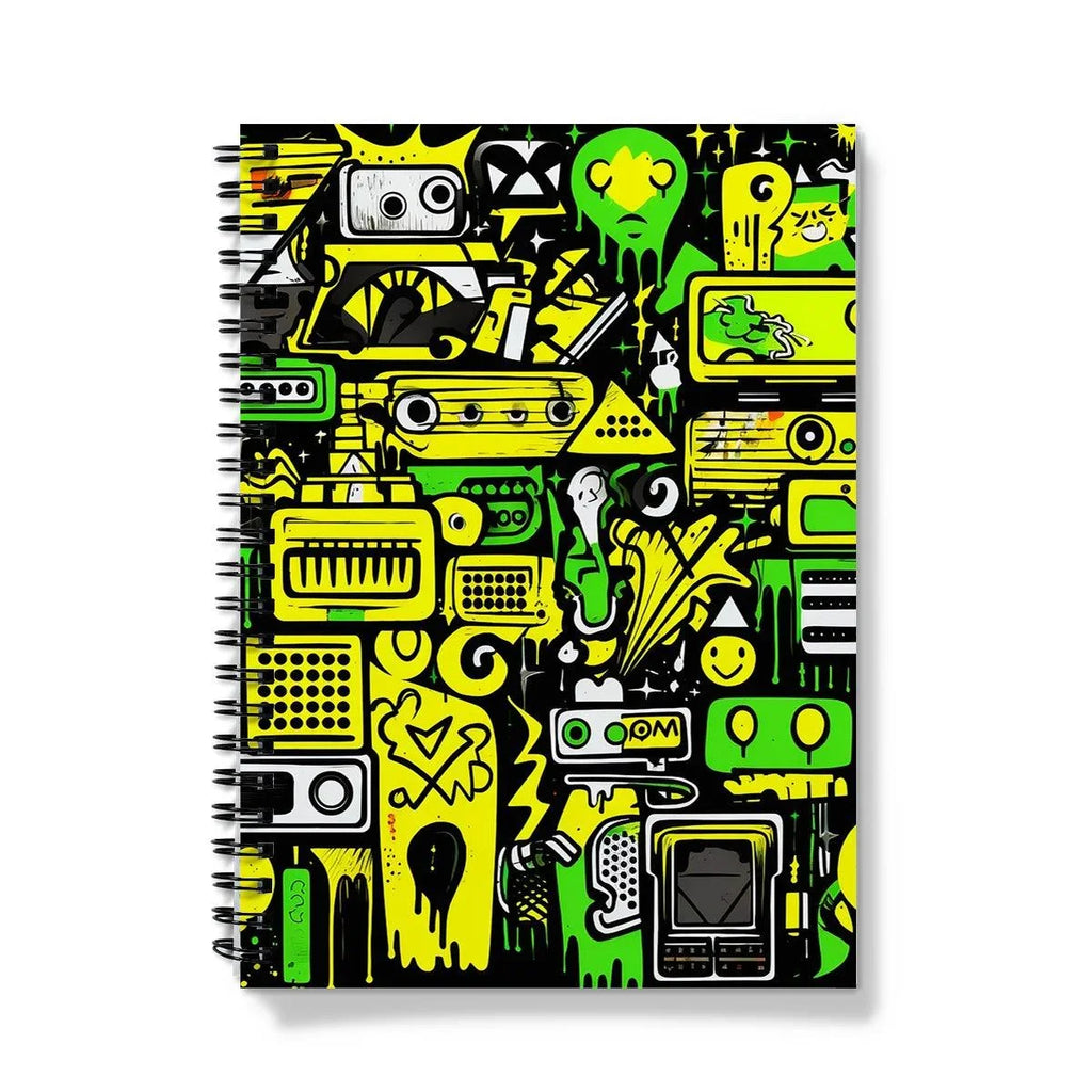 Graffiti Green and Yellow Abstract: A Dive into Vibrant Urban Art Notebook by Prodigi
