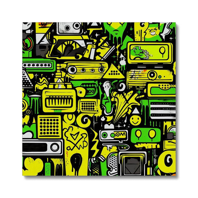 Graffiti Green and Yellow Abstract: A Dive into Vibrant Urban Art Canvas by Prodigi