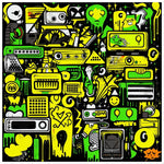Graffiti Green and Yellow Abstract: A Dive into Vibrant Urban Art Sticker - D'Sare 