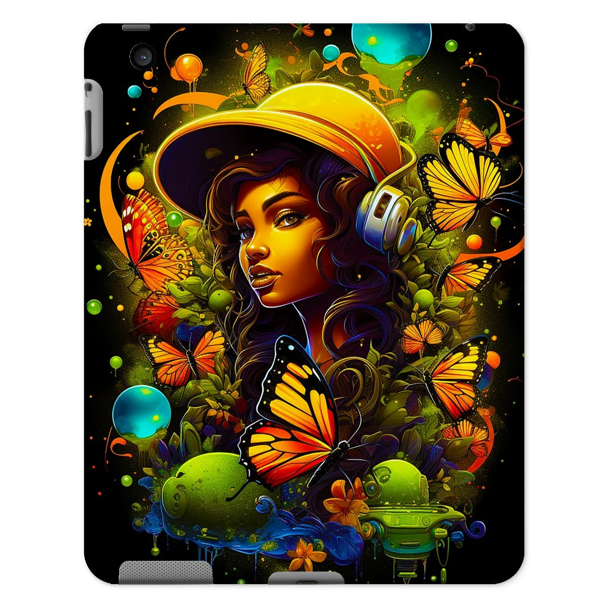 Urban Girl Neon Butterfly Headphone Pop Tablet Cases