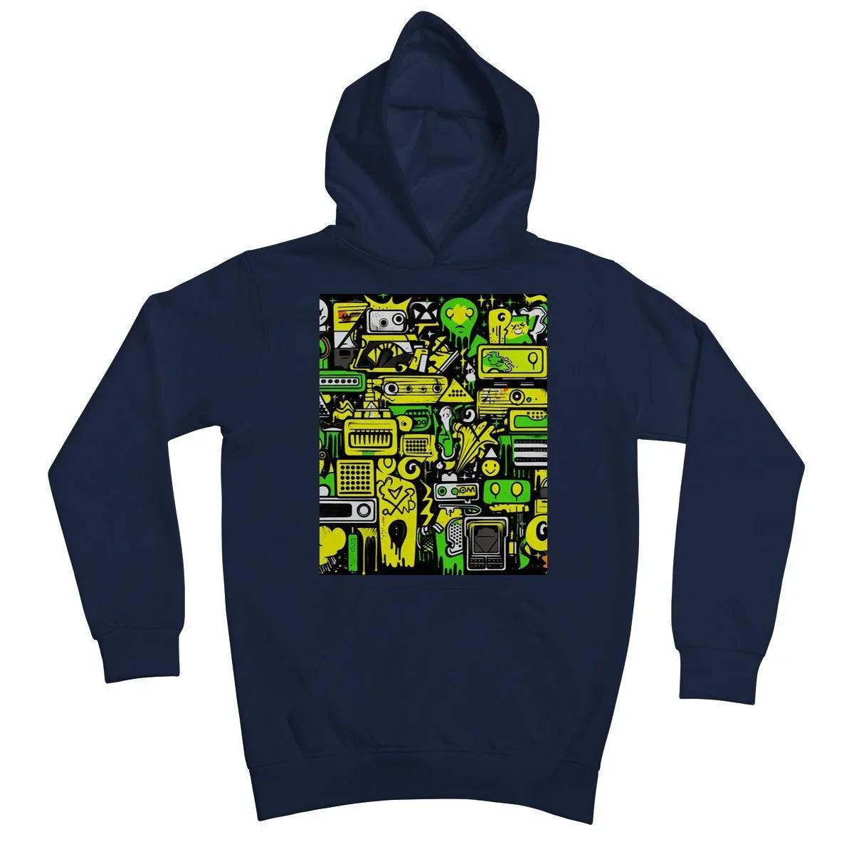 Graffiti Green and Yellow Abstract: A Dive into Vibrant Urban Art Kids Hoodie - D'Sare 