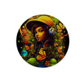 Urban Girl Neon Butterfly Headphone Pop Glass Chopping Board by Prodigi