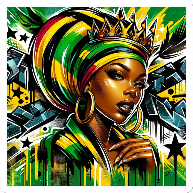 Gift For Her Rasta Queen Street Black Women Gift Sticker - D'Sare