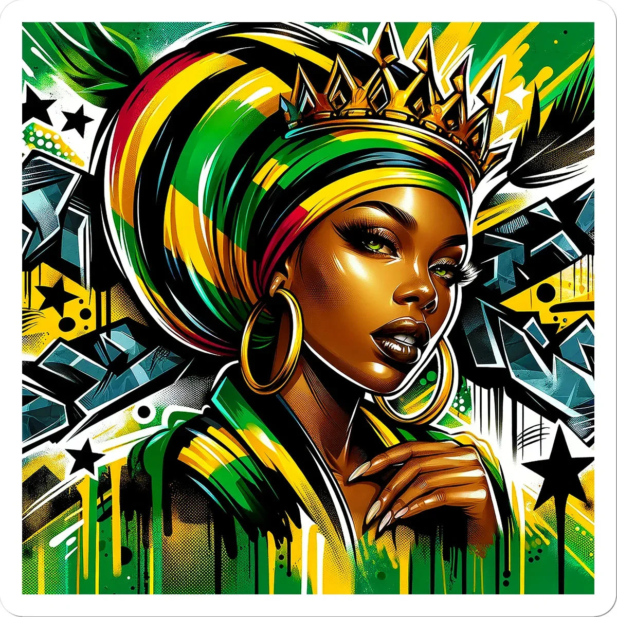 Gift For Her Rasta Queen Street Black Women Gift Sticker - D'Sare