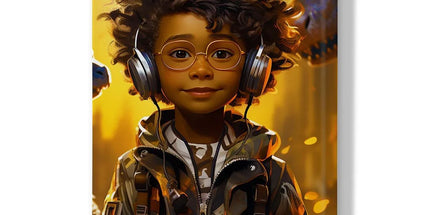 Little Boy Dino Dream Earphone: MelanatedMe Adventures by D'Sare Hardback Journal by Prodigi