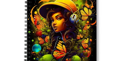 Urban Girl Neon Butterfly Headphone Pop Notebook by Prodigi