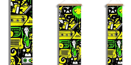 Graffiti Green and Yellow Abstract: A Dive into Vibrant Urban Art Wall Height Chart by Prodigi