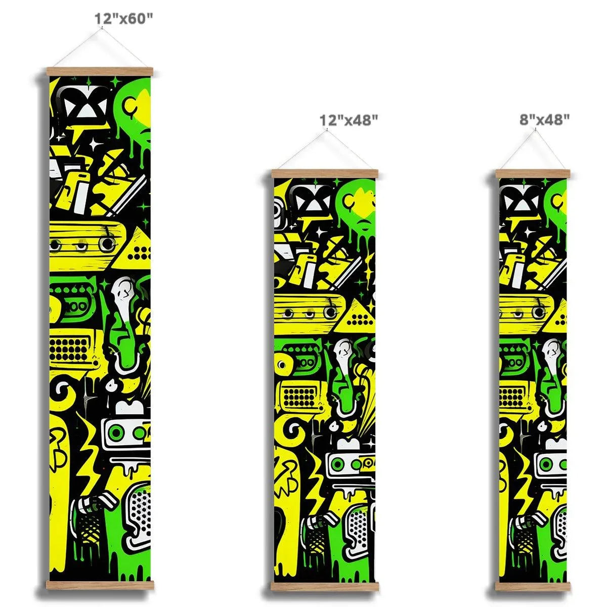 Graffiti Green and Yellow Abstract: A Dive into Vibrant Urban Art Wall Height Chart - D'Sare 