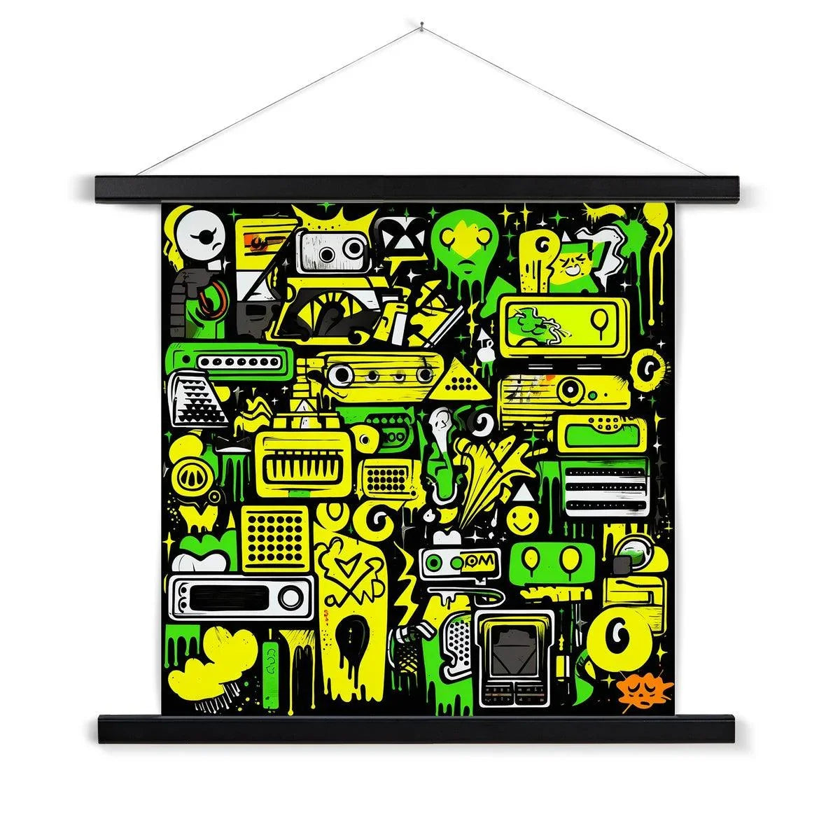 Graffiti Green and Yellow Abstract: A Dive into Vibrant Urban Art Fine Art Print with Hanger - D'Sare 