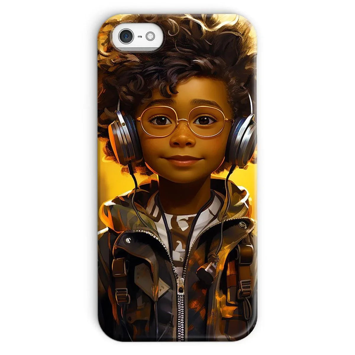 Little Boy Dino Dream Earphone: MelanatedMe Adventures by D'Sare Snap Phone Case - D'Sare 