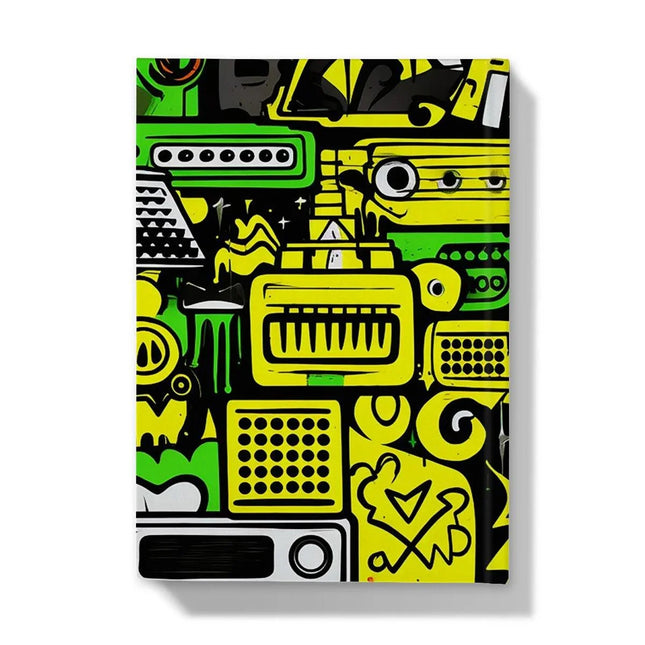 Graffiti Green and Yellow Abstract: A Dive into Vibrant Urban Art Hardback Journal by Prodigi