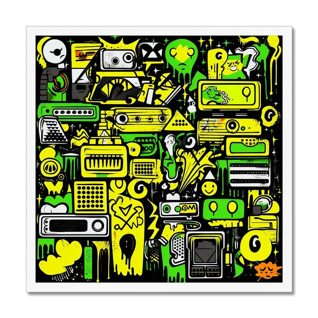 Graffiti Green and Yellow Abstract: A Dive into Vibrant Urban Art Budget Framed Poster - D'Sare 