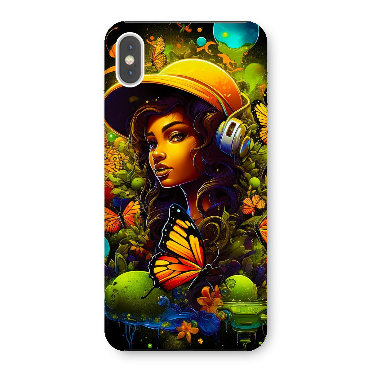 Urban Girl Neon Butterfly Headphone Pop Snap Phone Case - D'Sare