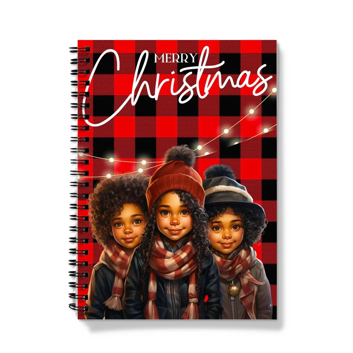 Red and Black Plaid Black Girl Ethnic  Notebook - D'Sare