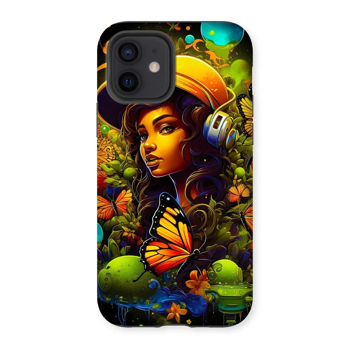 Urban Girl Neon Butterfly Headphone Pop Tough Phone Case - D'Sare