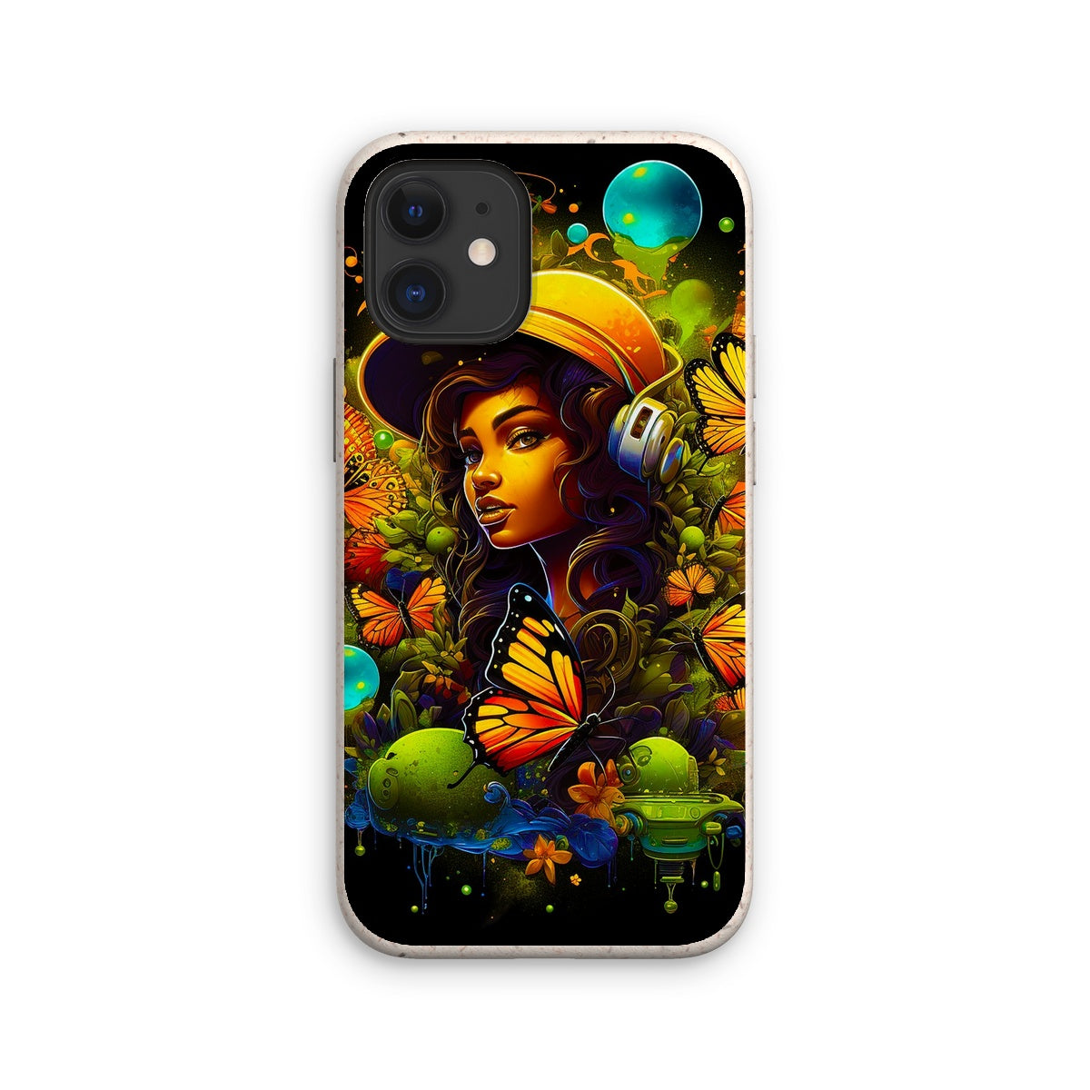 Urban Girl Neon Butterfly Headphone Pop Eco Phone Case