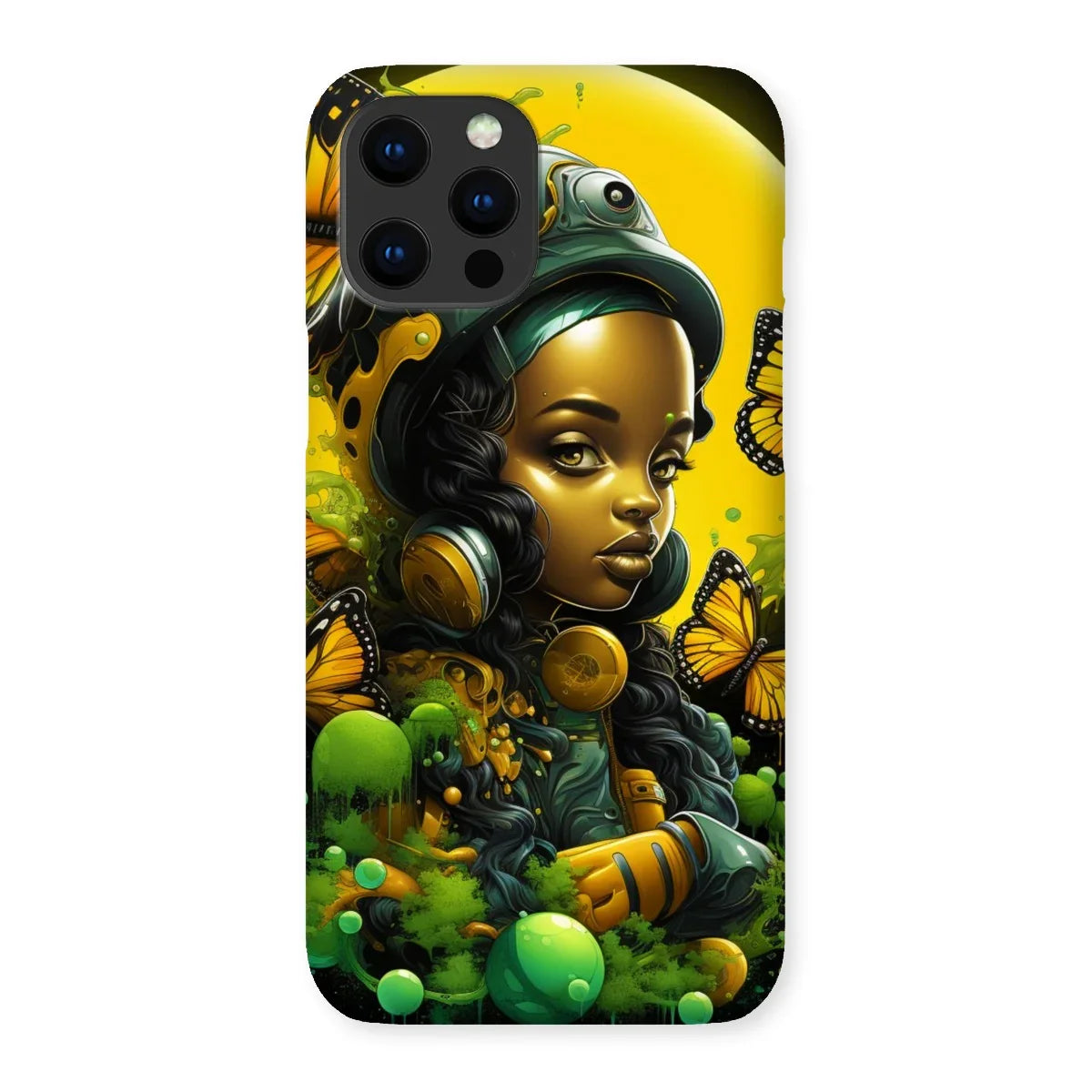 Monarch Butterfly Urban Fantasy Art Print - Afrofuturistic Girl with Butterflies Snap Phone Case - D'Sare