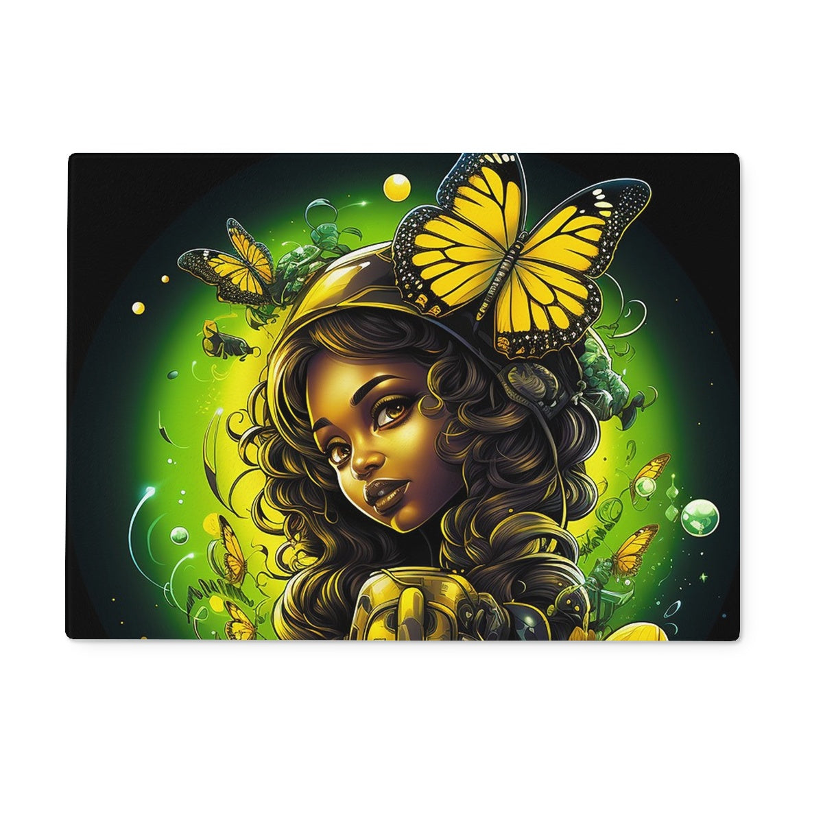 Urban Jungle Metamorphosis Muse Luminous Butterfly Queen Glass Chopping Board