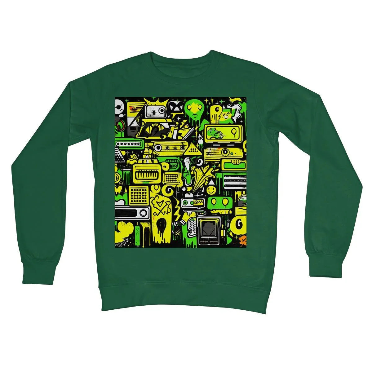 Graffiti Green and Yellow Abstract: A Dive into Vibrant Urban Art Crew Neck Sweatshirt by Prodigi