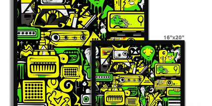 Graffiti Green and Yellow Abstract: A Dive into Vibrant Urban Art Budget Framed Poster by Prodigi