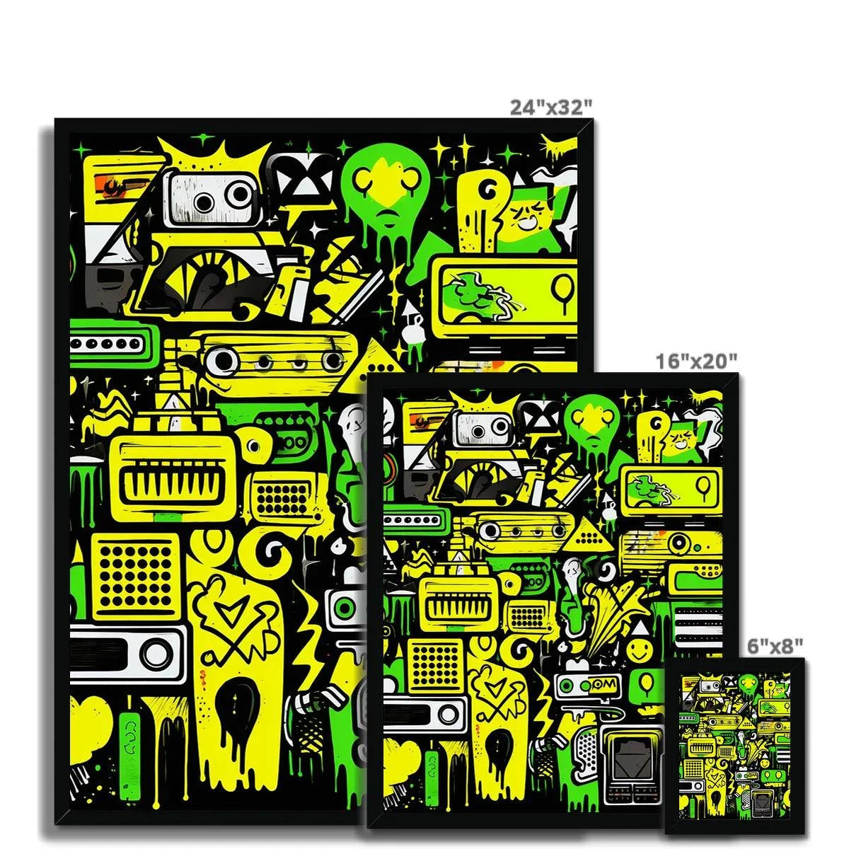 Graffiti Green and Yellow Abstract: A Dive into Vibrant Urban Art Budget Framed Poster - D'Sare 