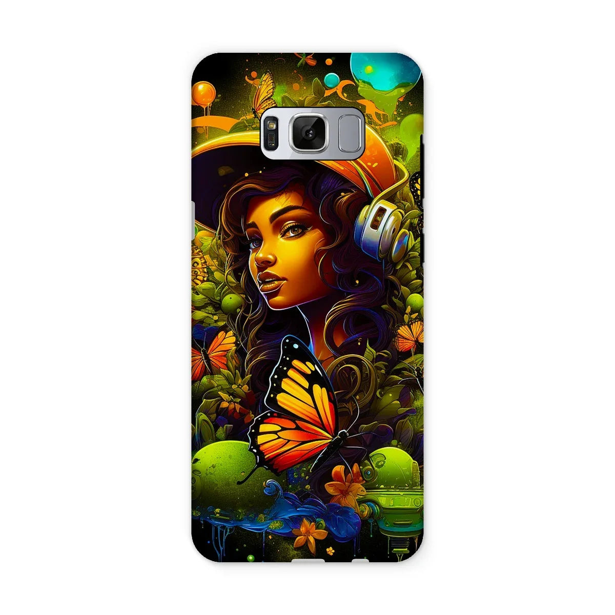 Urban Girl Neon Butterfly Headphone Pop Tough Phone Case - D'Sare