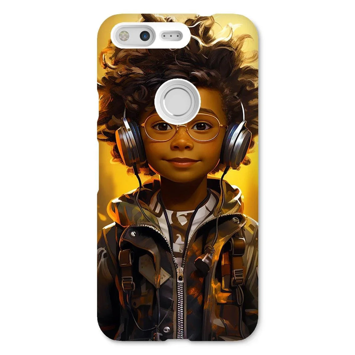 Little Boy Dino Dream Earphone: MelanatedMe Adventures by D'Sare Snap Phone Case - D'Sare 